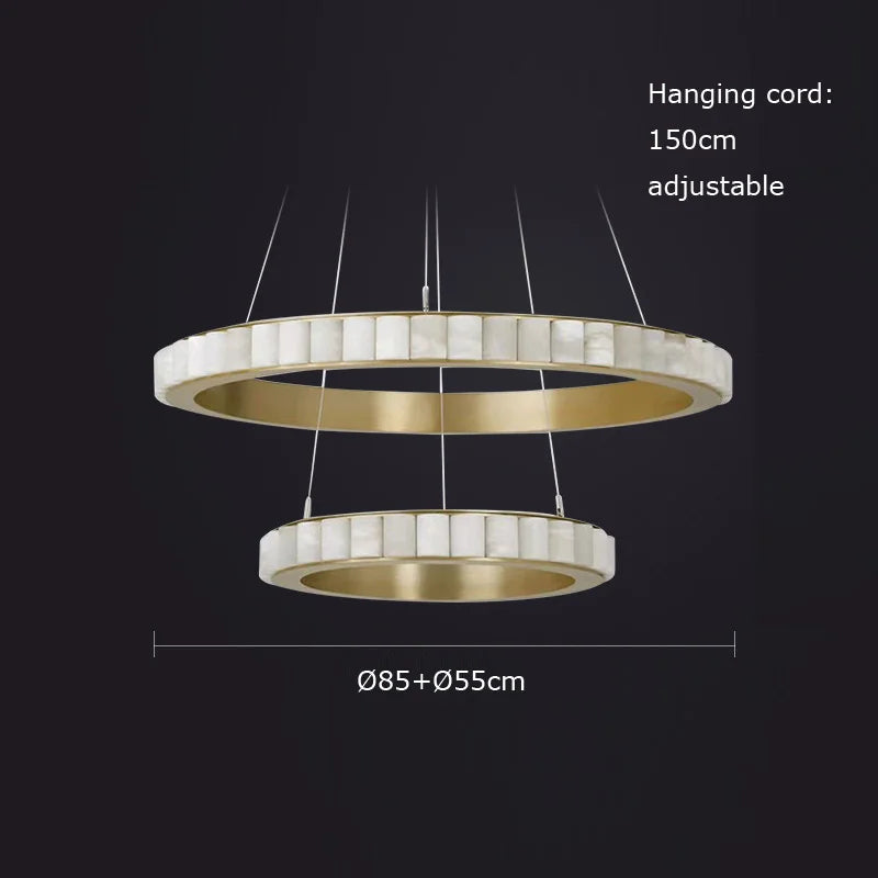 suspension ronde en marbre et acier inoxydable élégant