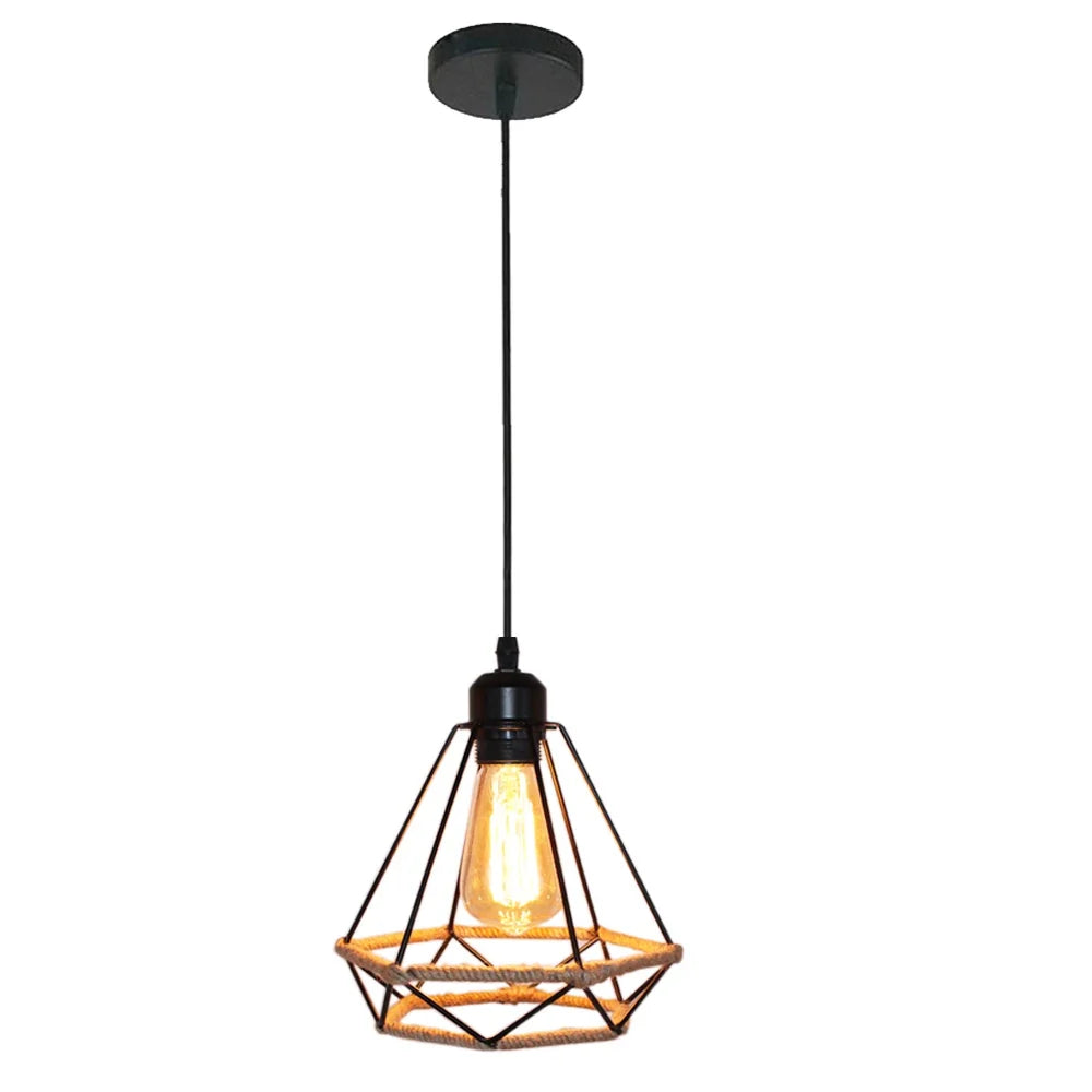 suspension vintage en métal abat-jour cage pour éclairage intérieur