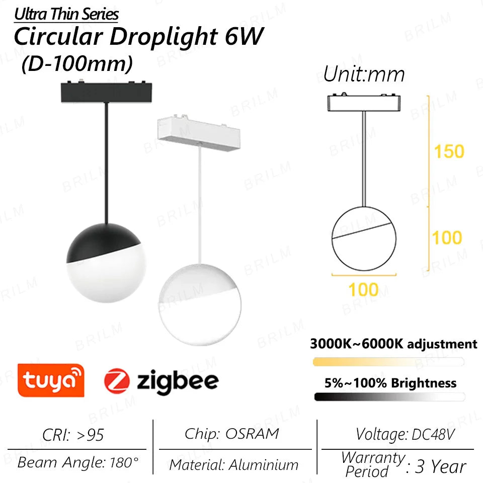 spot lumineux intelligent magnétique tuya zigbee à intensité variable
