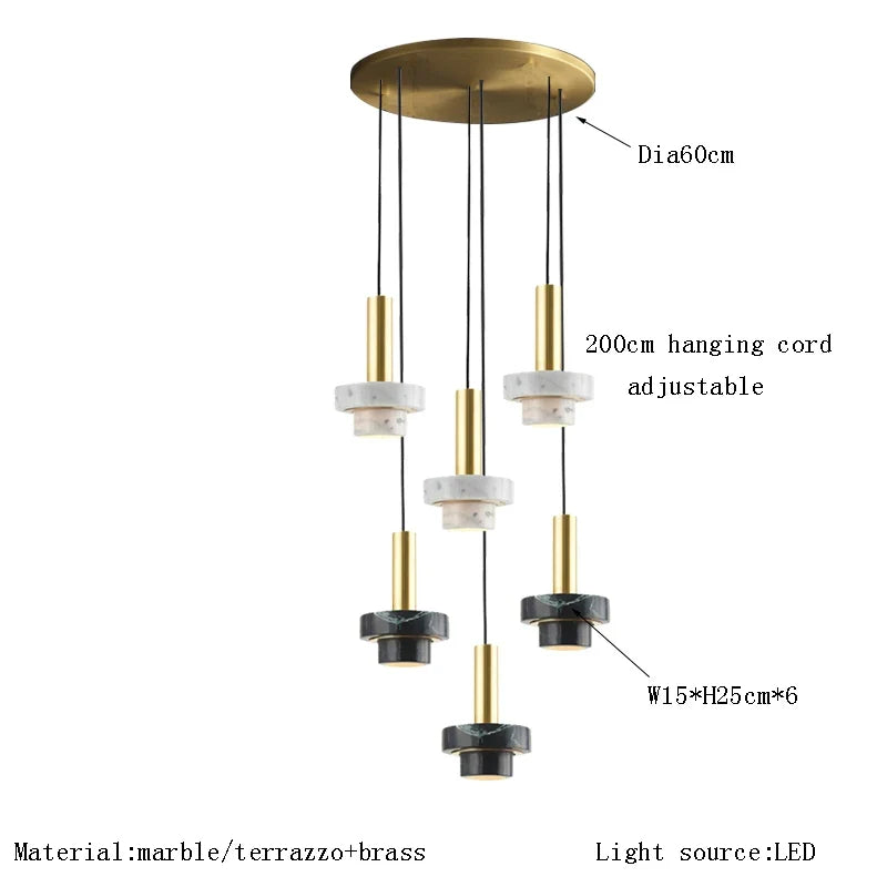 Suspension LED en marbre décorative pour divers espaces