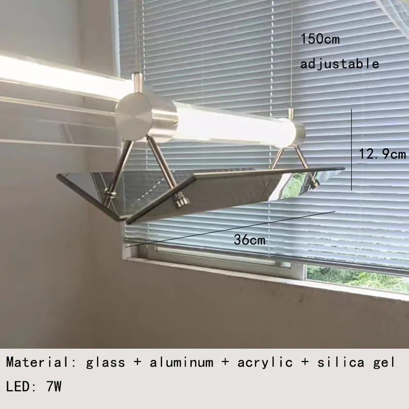 suspension en verre avec fil métallique réglable