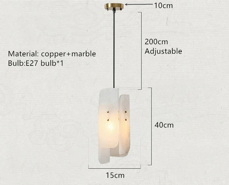 suspension en marbre véritable avec fil de cuivre réglable 	 style