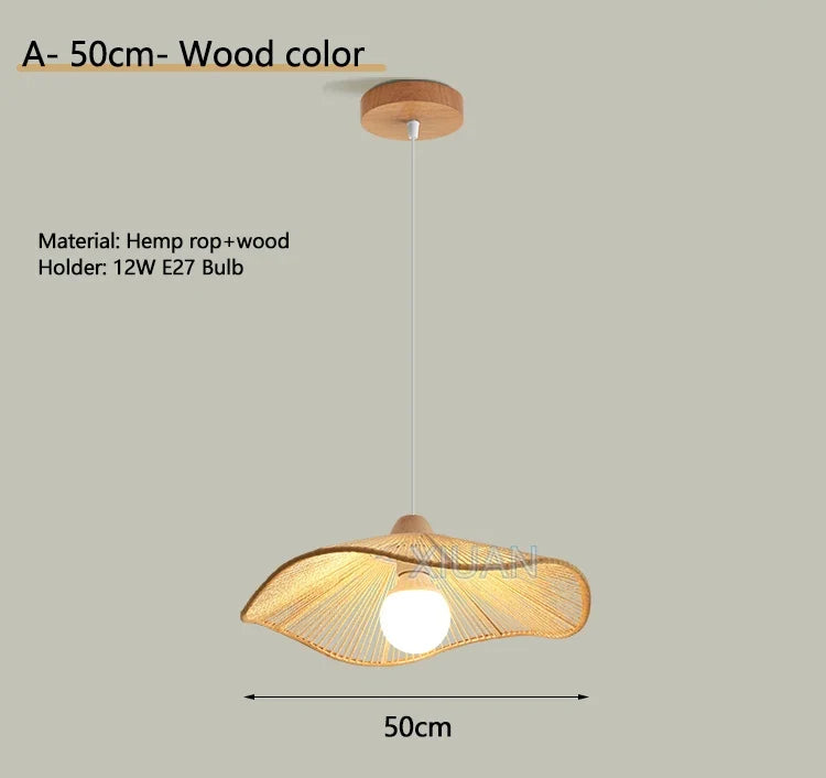 lustre suspendu wabi-sabi en corde de chanvre