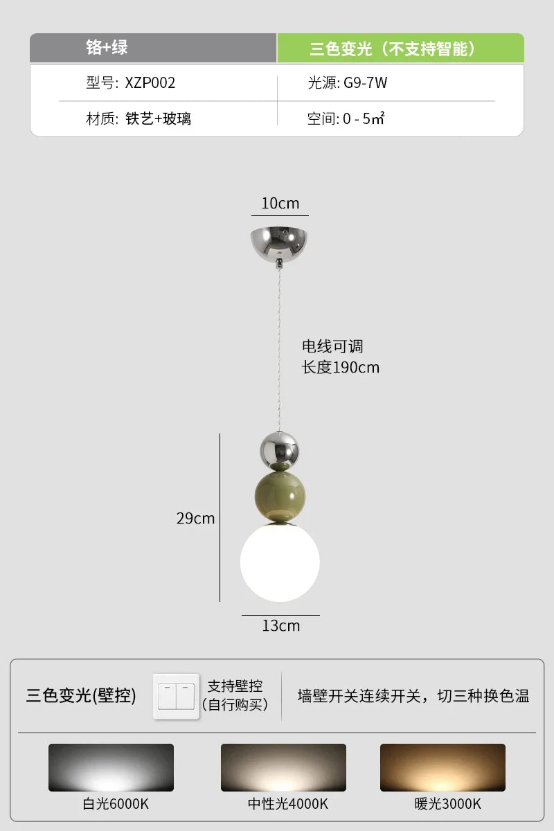 suspension minimaliste design français avec abat jour chromé LED
