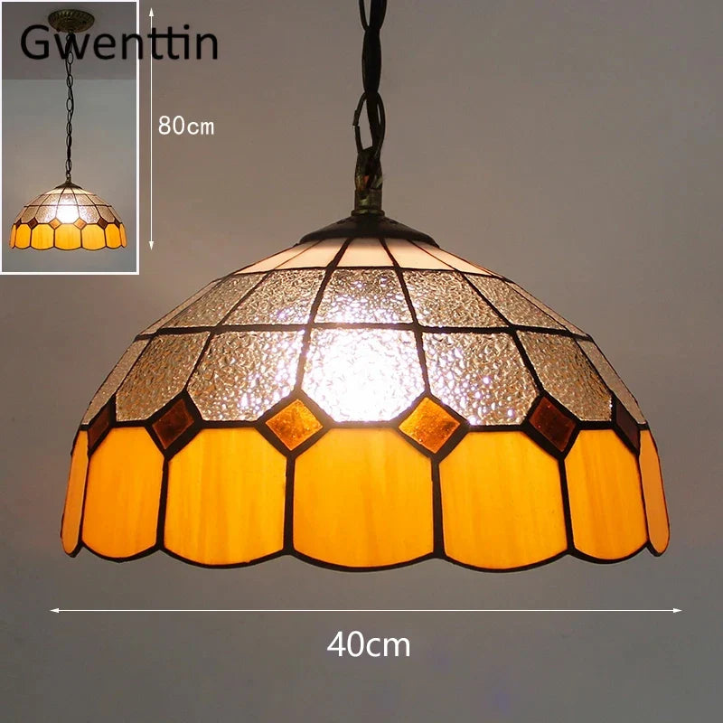 suspension en verre teinté style tiffany pour décoration intérieure