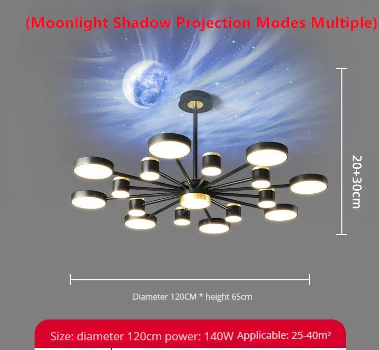 lustre led d'aurores boréales en cristal luxueux suspendu au plafond