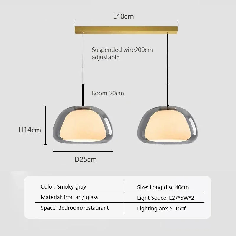 suspension en verre double couche style danois pour intérieur élégant