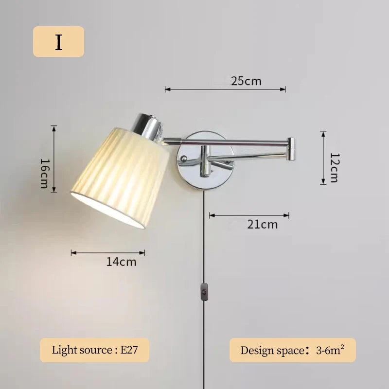 applique murale télescopique moderne lampe de lecture pliable minimaliste