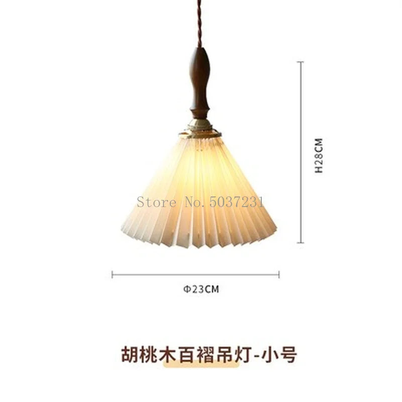 lustre plissé rétro japonais en noyer nordique pour intérieur