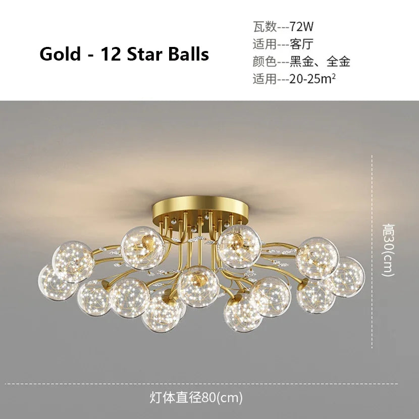 lustre en boule de verre nordique doré luminaire décoratif d'intérieur