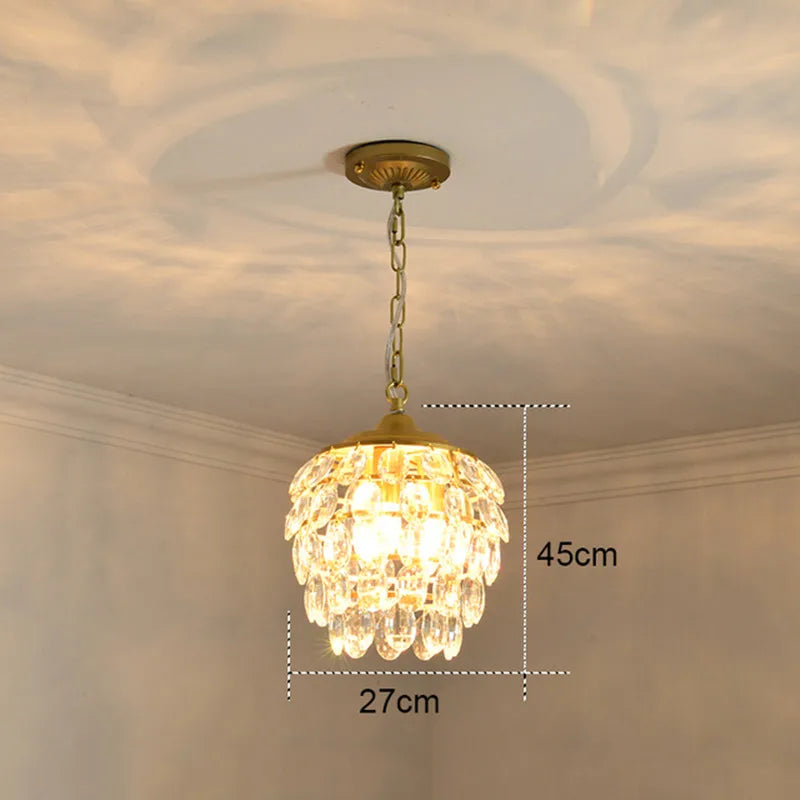 lustre moderne en cristal doré pour intérieur lumineux