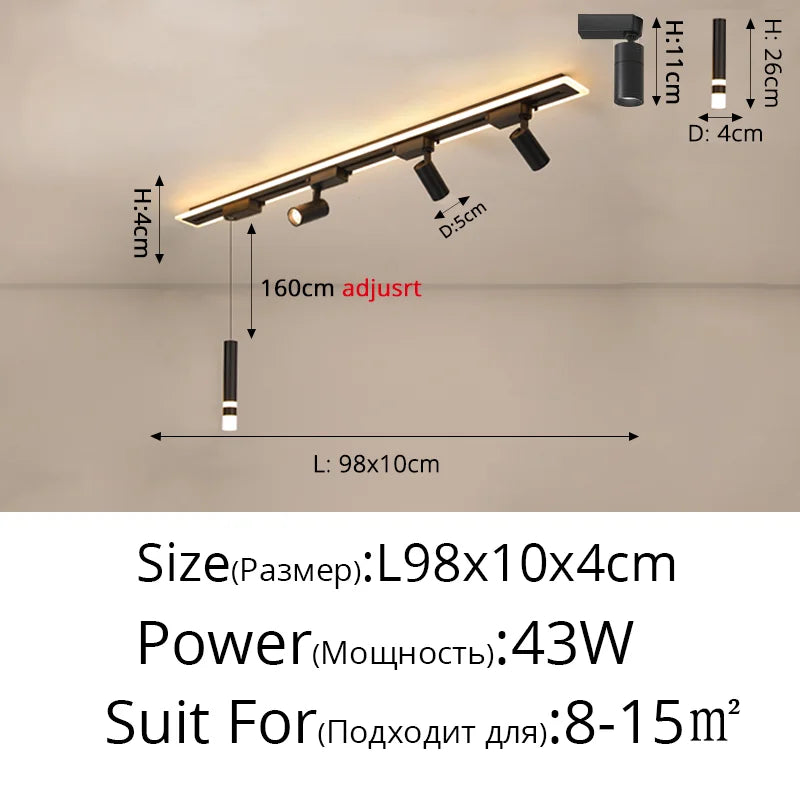suspension acrylique moderne avec lumière led design épuré