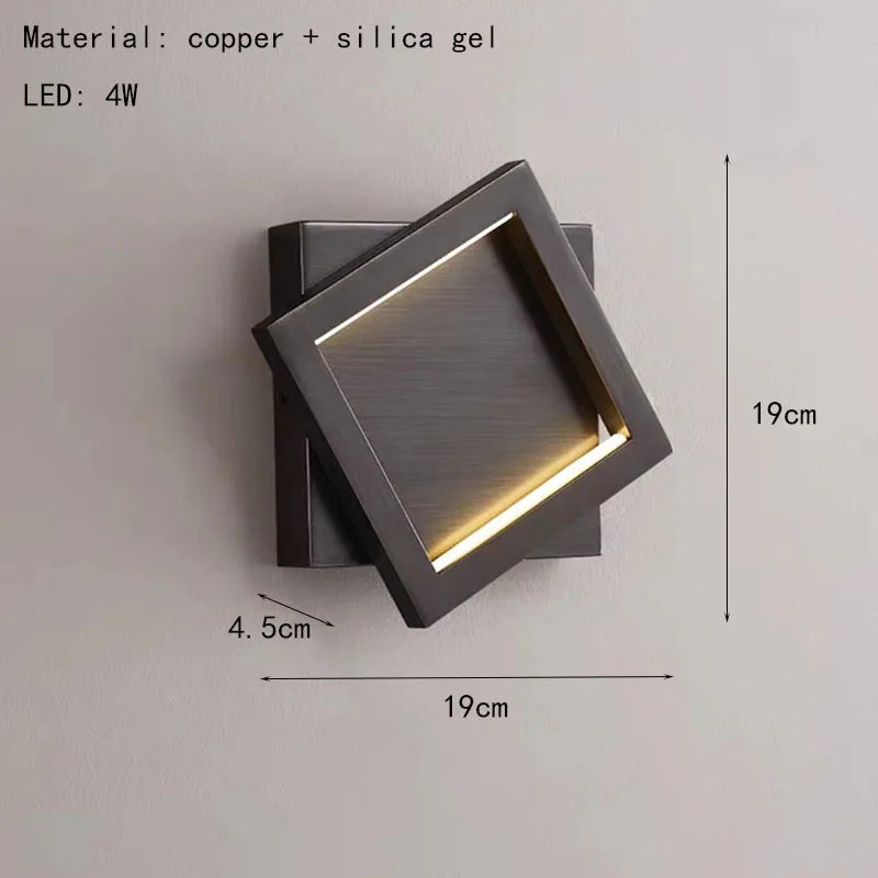 applique murale carrée modifiable en laiton pour décoration maison