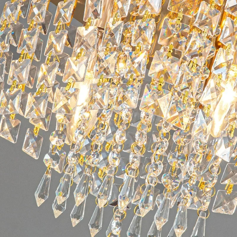 plafonnier led en bois style bohème moderne avec cristal élégant