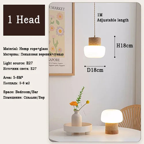 suspension LED en verre design nordique décorative