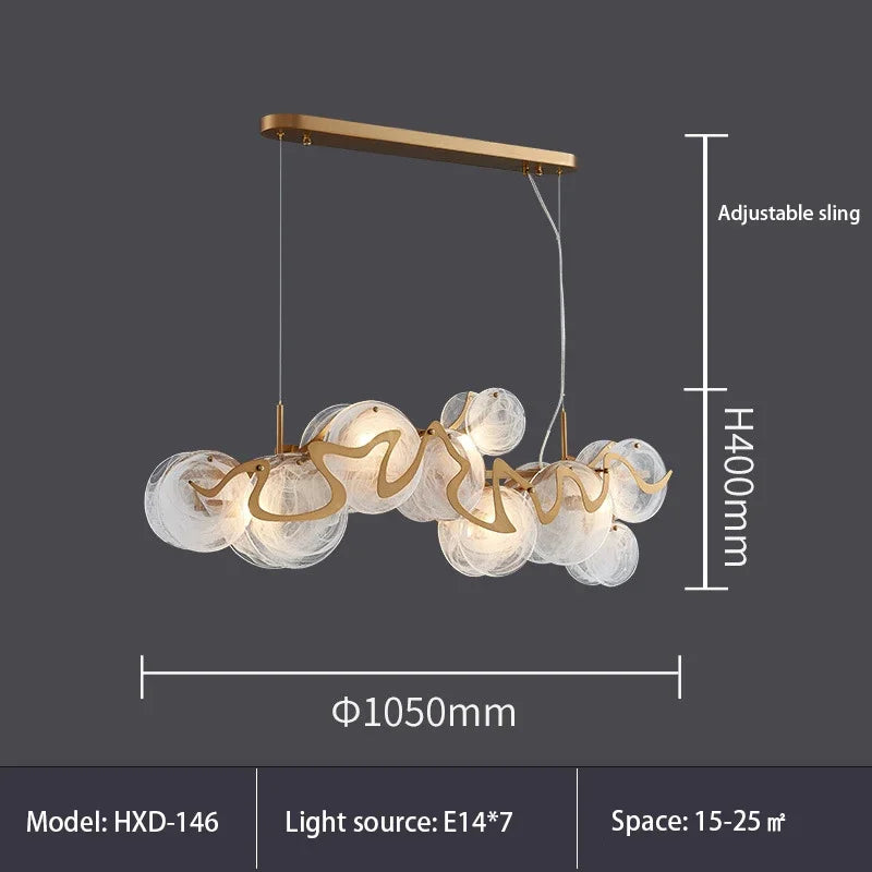 lustre LED de luxe pour décoration intérieure en verre élégant