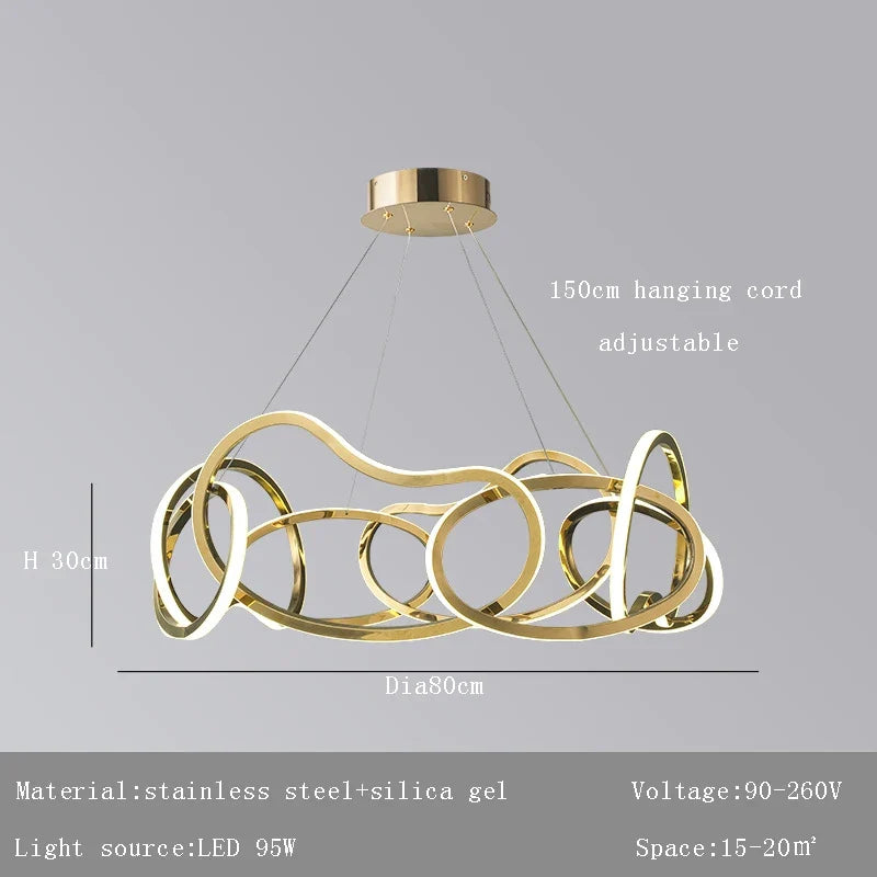 lustre moderne 	 avec lampes led suspendues en silicone