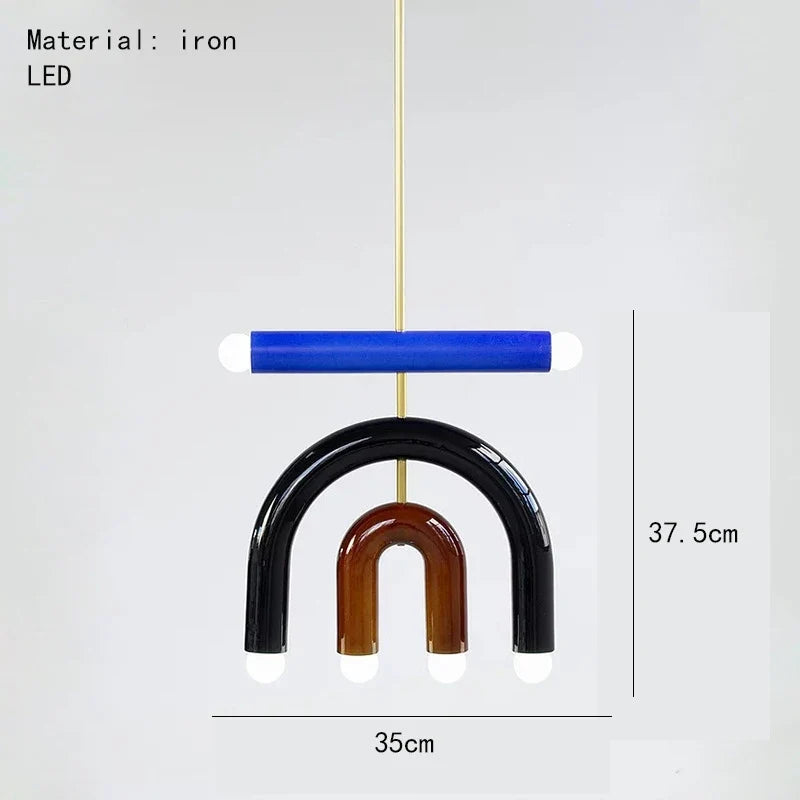 lustre arc-en-ciel métallique fil art déco suspendu réglable