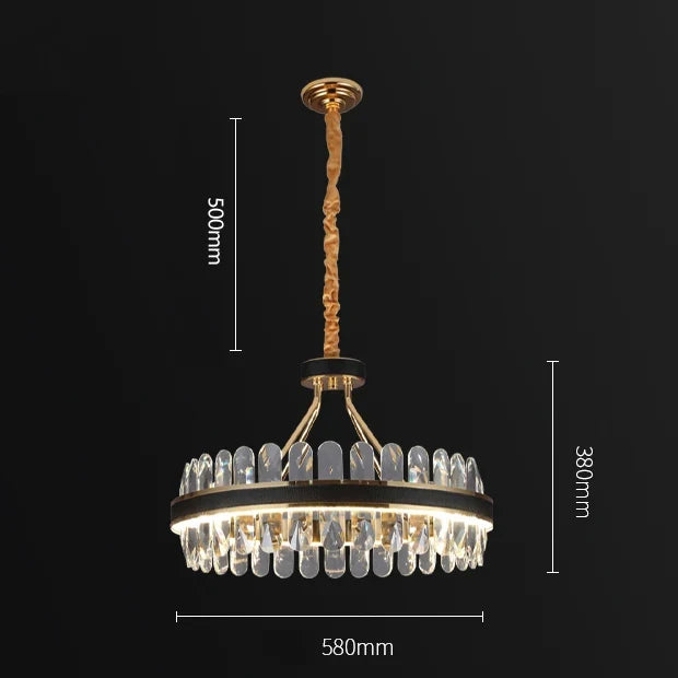 suspension en cristal et cuir pour éclairage moderne créatif de la maison