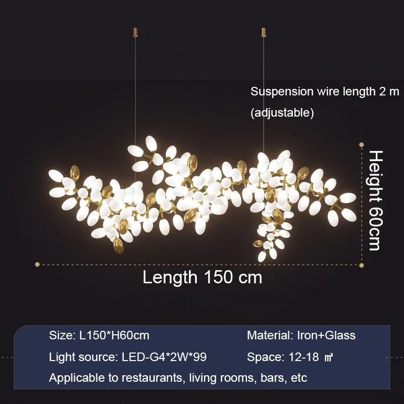 Lustre en verre blanc de luxe postmoderne