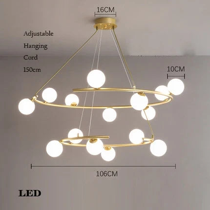 lustre créatif en fer et verre pour décoration élégante