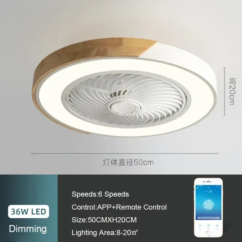 ventilateur de plafond intelligent avec lumière et pales réversibles 6 vitesses