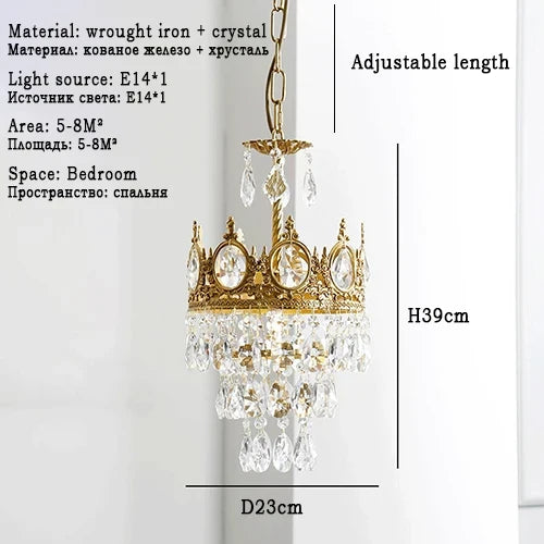lustre rétro en cristal pour éclairage intérieur décoratif