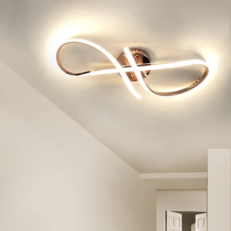 plafonnier moderne à leds doré chromé pour intérieur