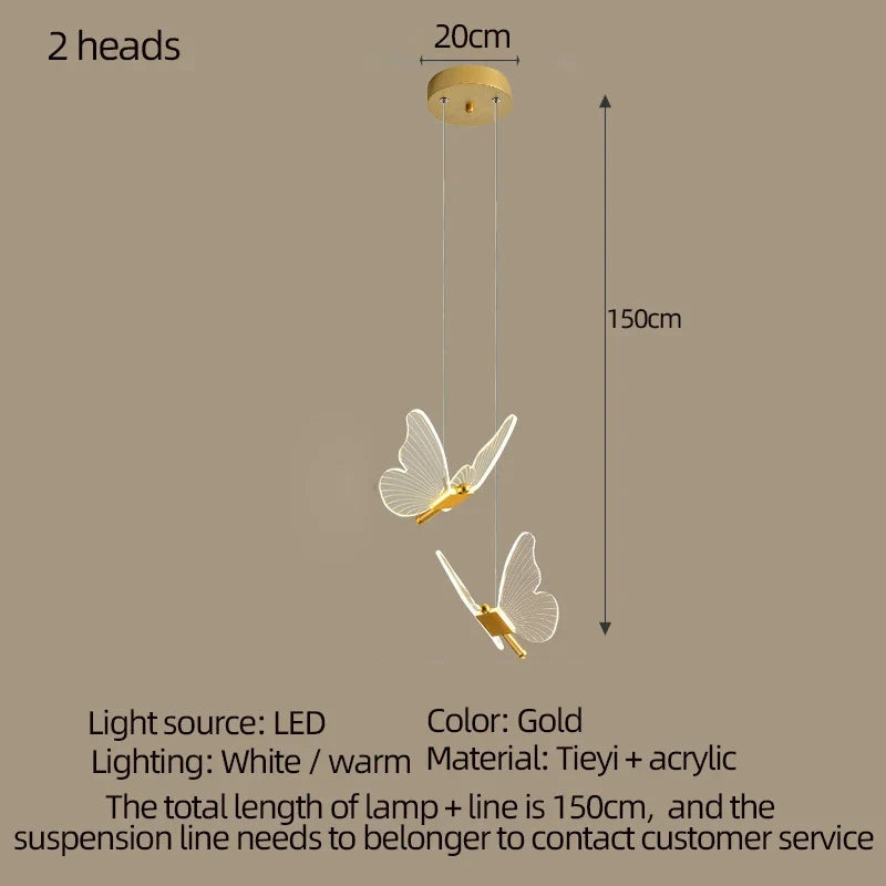 Lustre Papillon LED Acrylique Salle Escalier Suspension