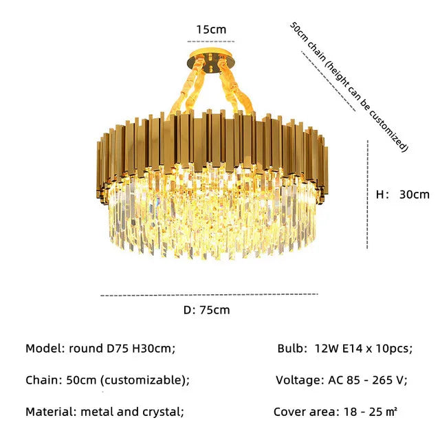 lustre de luxe moderne en cristal k9 à double couches