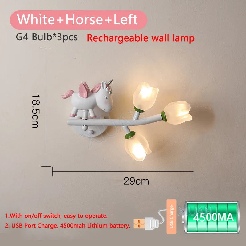 applique murale rechargeable en résine pour chambre d'enfant décorative