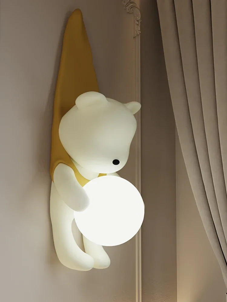 applique murale Style crème résine ours nordique LED salon chambre enfants chambre moderne créatif décor à la maison
