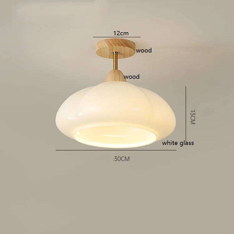 suspension citrouille verre led style japonais vintage bois
