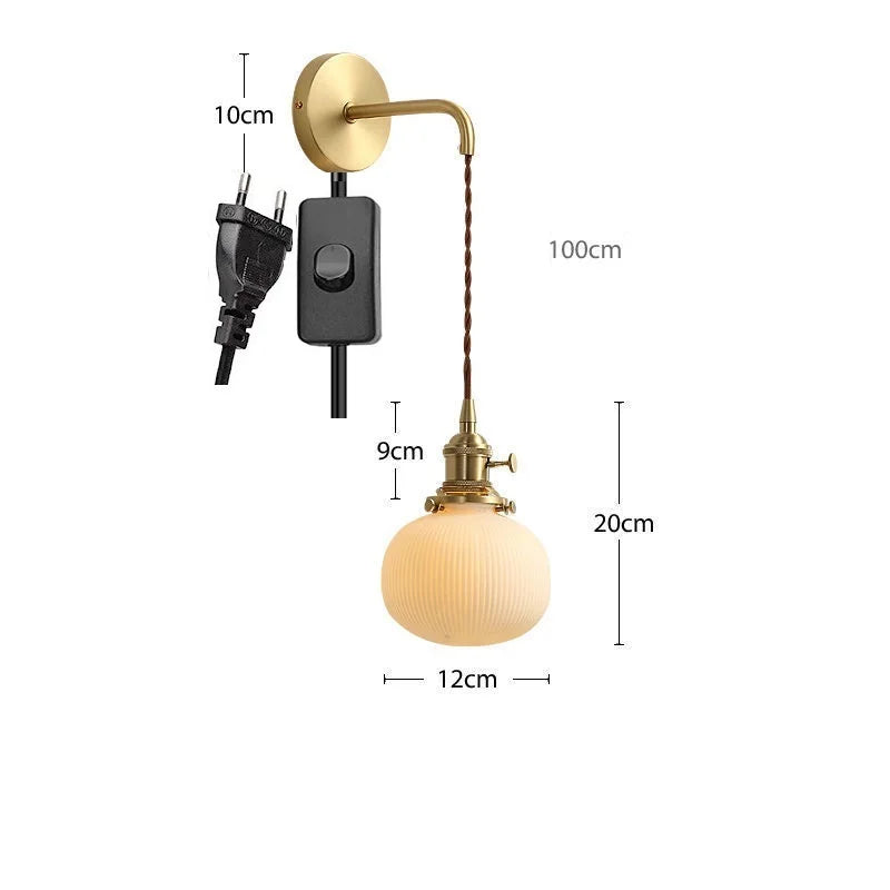 Applique murale dorée moderne céramique fil ajustable LED