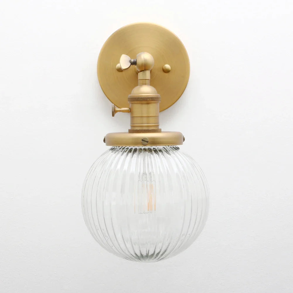 applique murale phansthy vintage industrielle avec abat-jour rond en verre