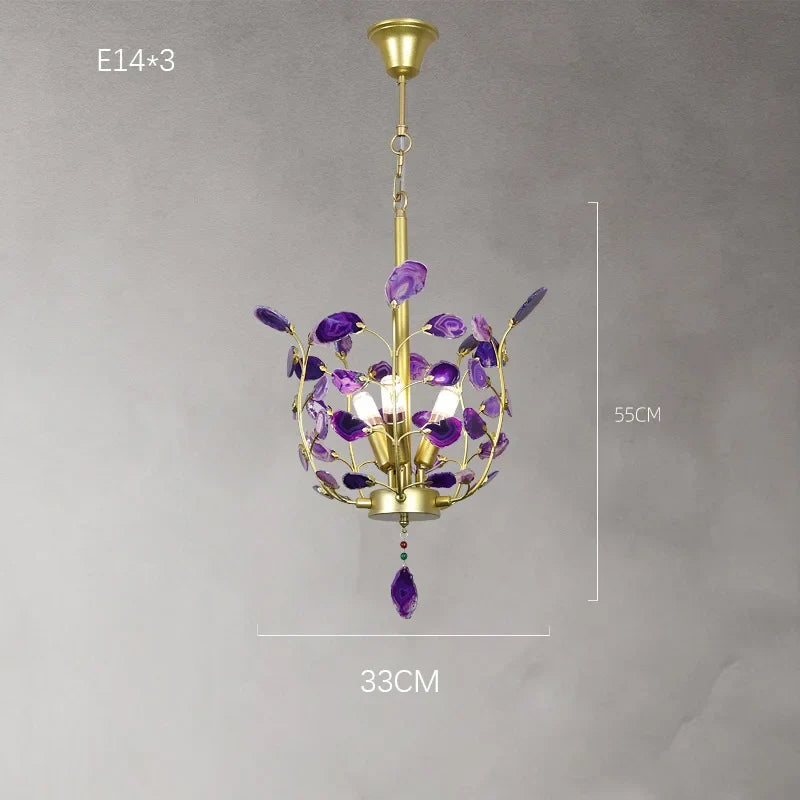 lustre led en agate naturelle idéal pour décoration romantique