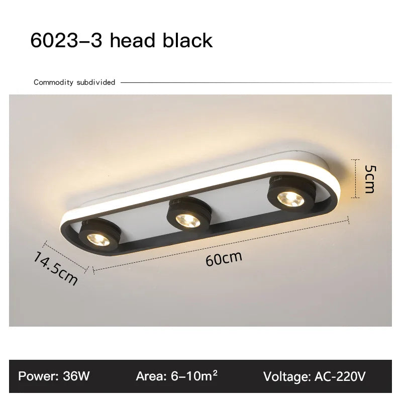 Acrylic Strip LED Chandelier With Spotlight, Used For Living Room, Bedroom, Lighting Fixtures, Kitchen Decoration, Black