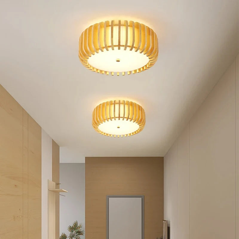 plafonnier japonais en bois pour un éclairage chaleureux