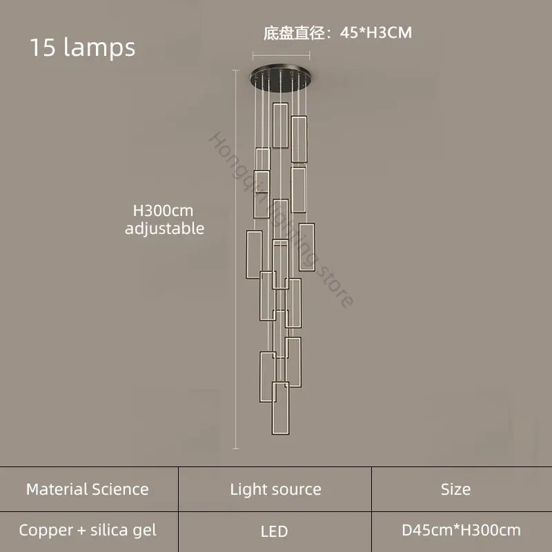 lustre moderne en cuivre avec éclairage LED design élégant