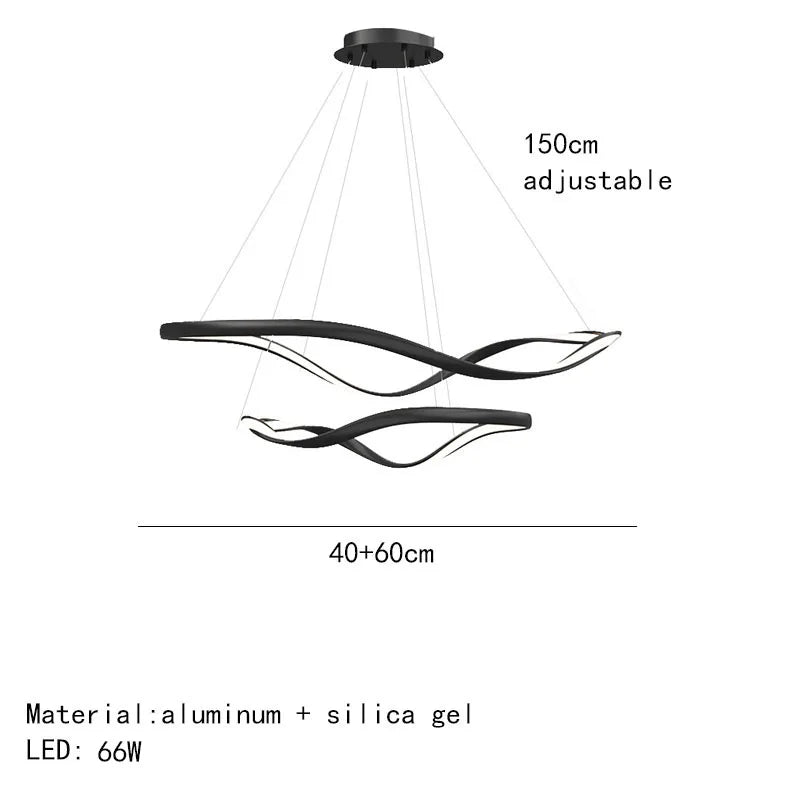 lustre moderne simple anneau irrégulier cordon réglable décoratif