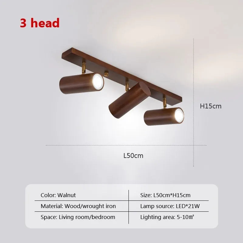 Applique murale LED nordique originale en bois multi-angle réglable projecteur pour chambres salons étude Den éclairage Luminaire