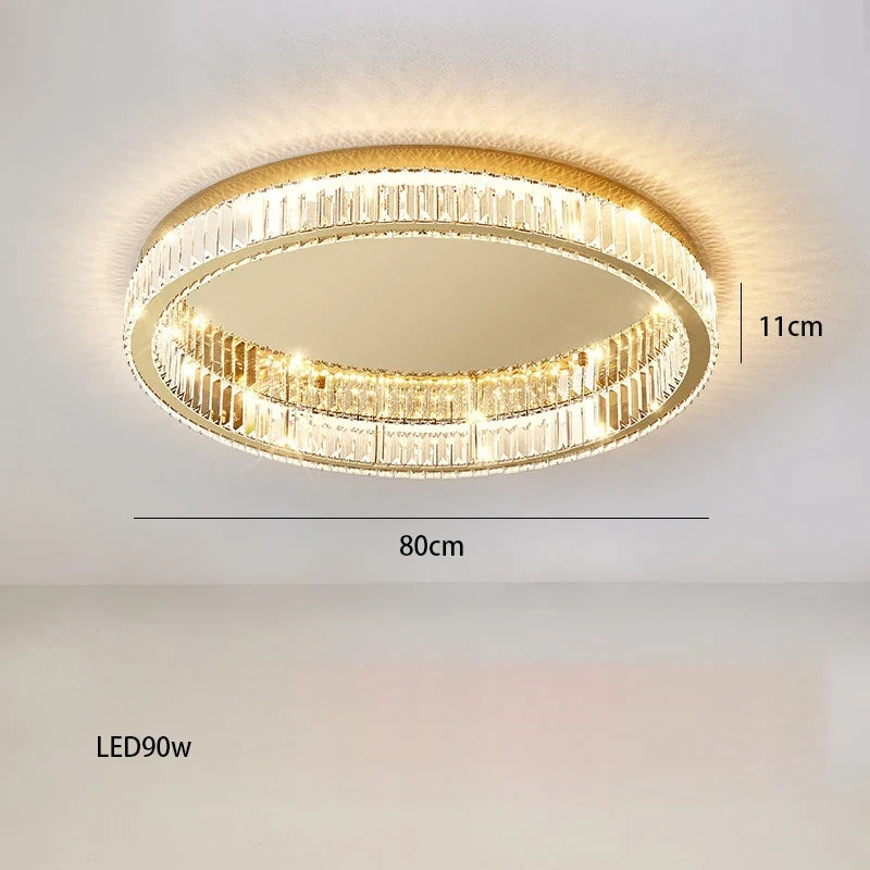 lustre en or et argent avec led dimmable rond