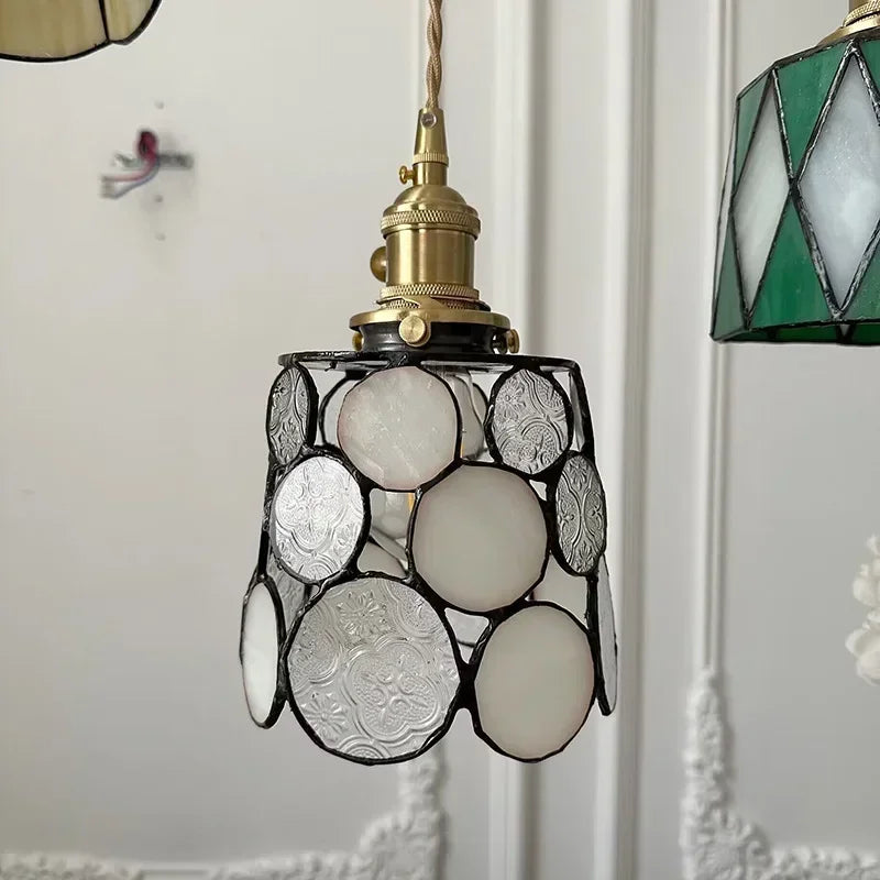 lustre en verre fait main style tiffany pour décoration intérieure