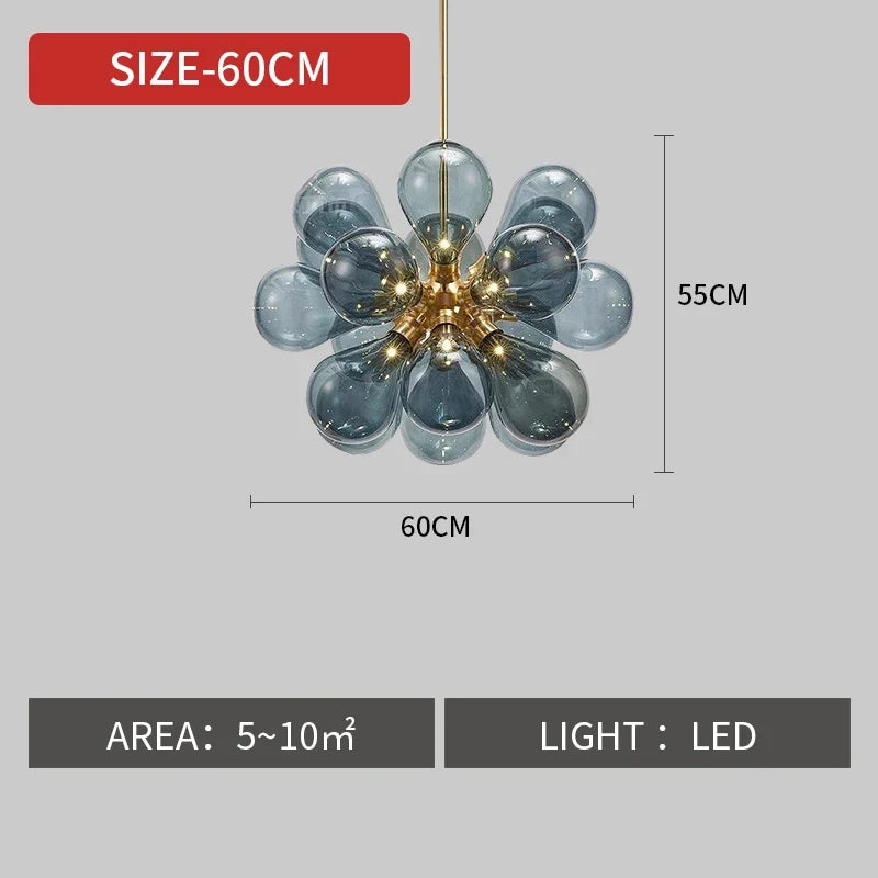 lustre nordique boule verre led décoration maison suspendu