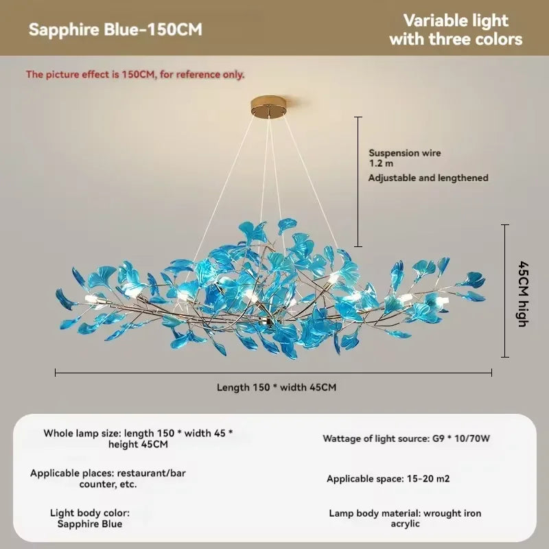 lustre romantique nordique artpad avec feuilles en acrylique pour la maison