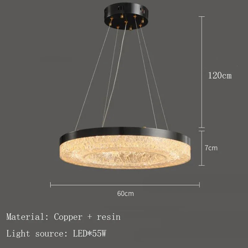 suspension minimaliste en résine de cuivre avec télécommande moderne