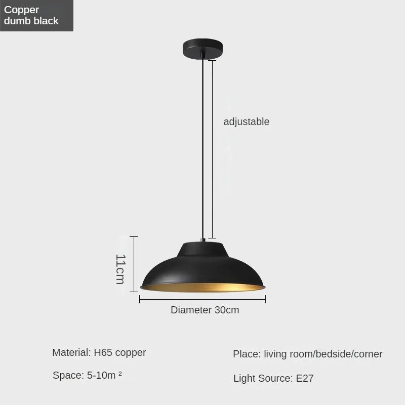 Modern and Minimalist Master Bedroom Bedside Pendant Light, Personalized and Luxurious All Copper Walnut Bar Hanging Line Light