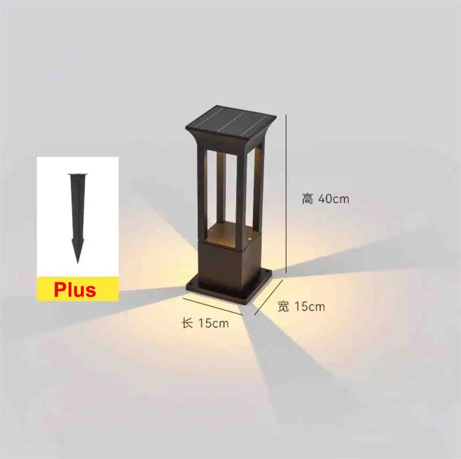 lampe solaire d'extérieur en aluminium pour éclairage de jardin