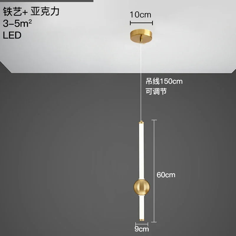 lustre à barre longue suspension avec éclairage led