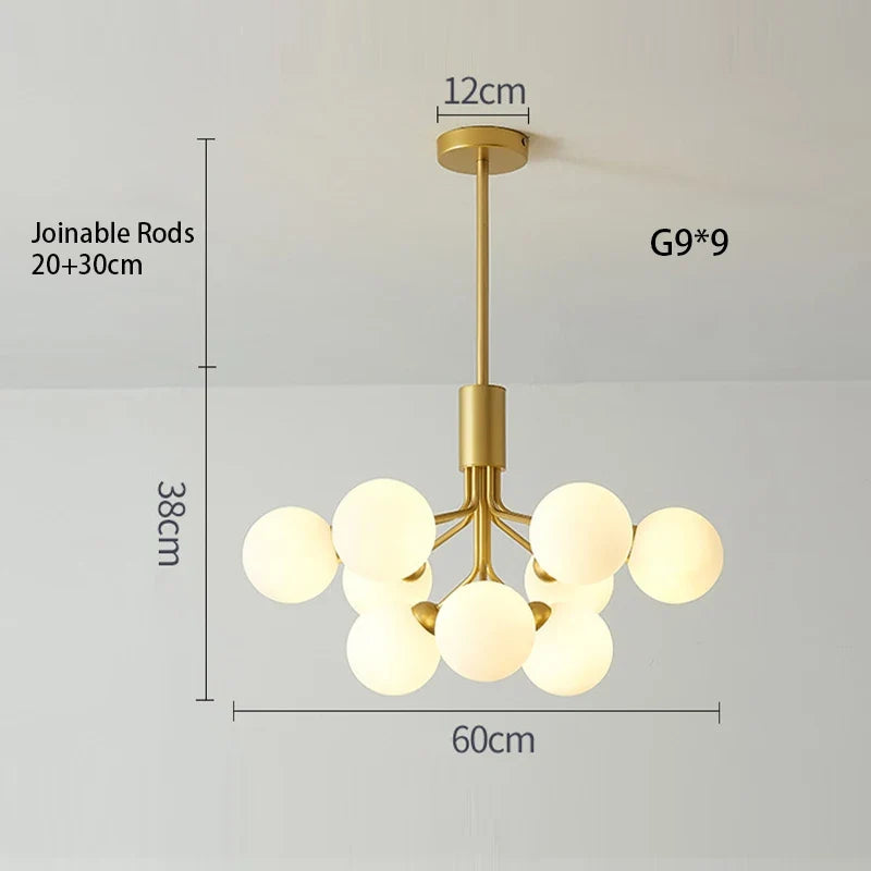 lustre nordique en verre moléculaire pour décoration intérieure